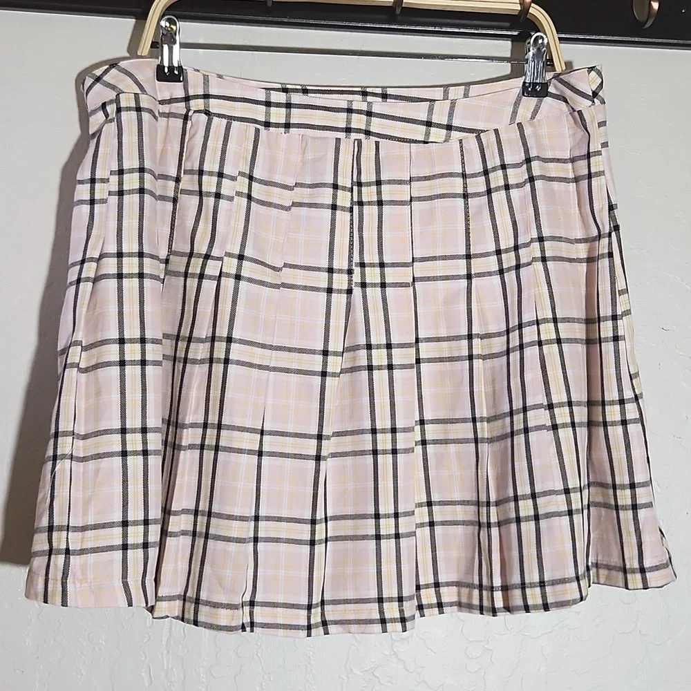 RUE + Pleated Pink Pleated Patterned  Skirt 1X